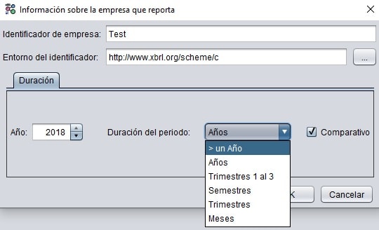 Formulario para datos de contexto en informe XBRL