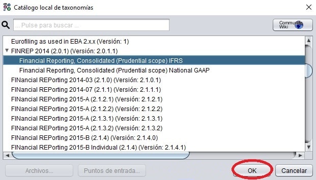 Primera ventana para crear reportes XBRL en XBRL Express - Catalogo de Taxonomias XBRL - XBRL Express