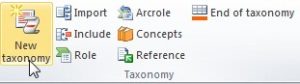 Vista del plugin del Excel. En la seccion de "Taxonomy" se encuentra el boton "BOT"