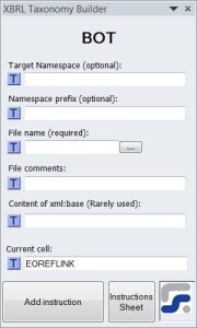 La ventana para definir los parametros de la instruccion BOT