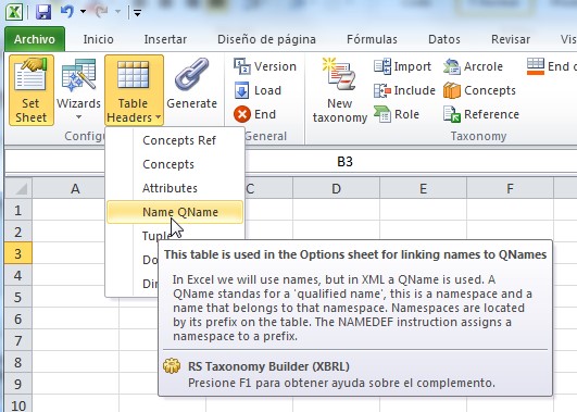 Para crear una tabla de Name to Qname vamos a la pestaña configuracion del plug-in, luego seleccionamos table header y en desplegable seleccionamos Name Qname