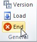 Vista del plugin del Excel. En la seccion de "General" se encuentra el boton "End"