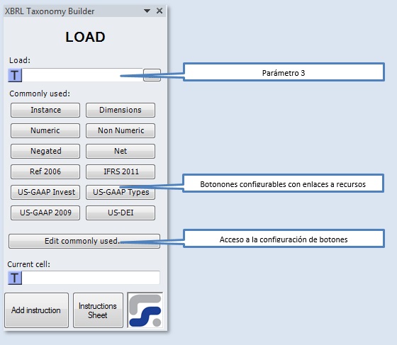 La ventana para definir los parametros de la instruccion LOAD