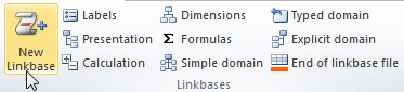 Vista del plugin de Excel. En la sección de "Linkbases" se encuentra el boton "New Linkbase" instruccion para crear una nueva linkbase