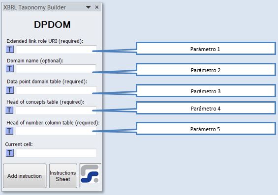 La ventana para definir los parametros de la instruccion DPDOM instruccion para crear DPS Domains