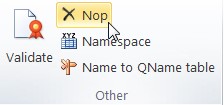 Vista del plugin de Excel. En la sección de "Others" se encuentra el boton "NOP" instruccion para añadir comentarios al Excel